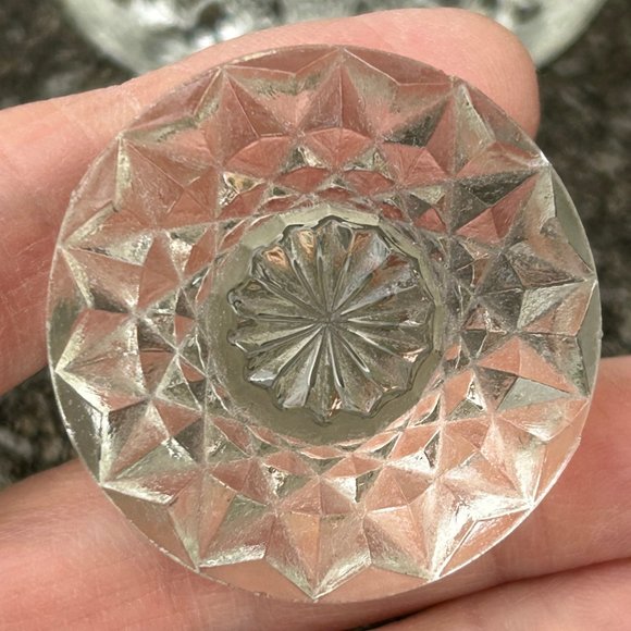 Vintage Pressed Glass Perfume / Cologne Bottle with Stopper / Dauber 6 1/4” tall - Picture 3 of 7